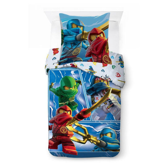Lego Ninjago Warriors Kinder- und Kindergarten Babybettwäsche-Set – 100 × 135 cm + 40 × 60 cm, Baumwolle