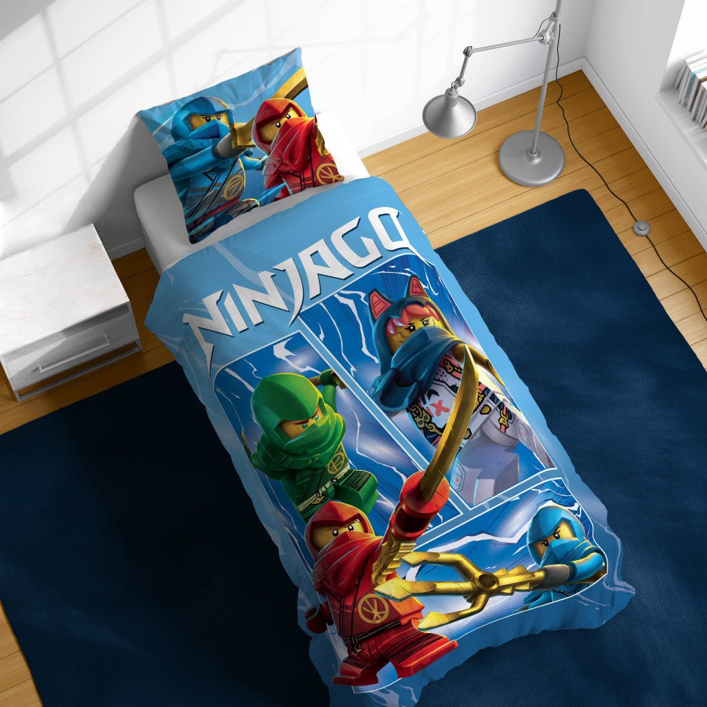 Lego Ninjago Warriors Kinder- und Kindergarten Babybettwäsche-Set – 100 × 135 cm + 40 × 60 cm, Baumwolle
