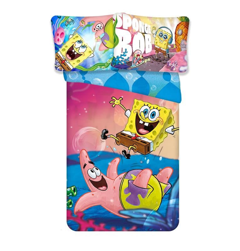 SpongeBob Schwammkopf Splash -Set für Kindergarten Babybettwäsche-Set – 100 × 135 cm + 40 × 60 cm, Baumwolle