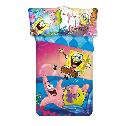 SpongeBob Schwammkopf Splash -Set für Kindergarten Babybettwäsche-Set – 100 × 135 cm + 40 × 60 cm, Baumwolle