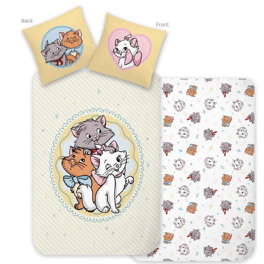 Disney Marie Trio – Parure de lit enfant pour lit bébé – 100 x 135 cm + 40 x 60 cm, Coton