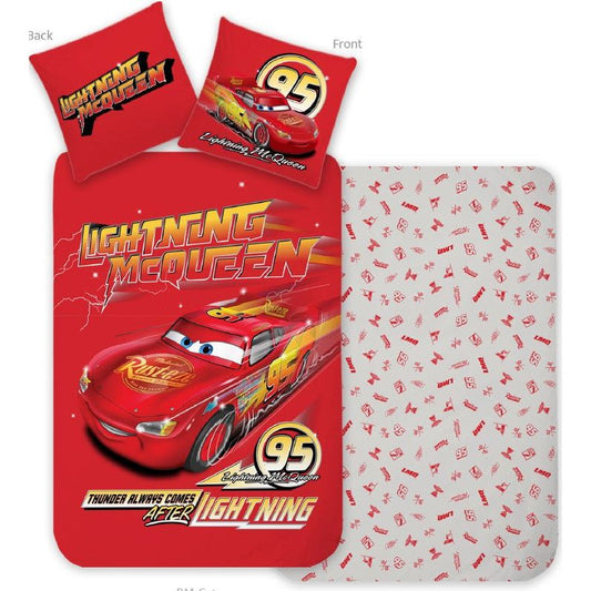 Disney Cars Thunder für den Kindergarten Babybettwäsche-Set – 100 × 135 cm + 40 × 60 cm, Baumwolle