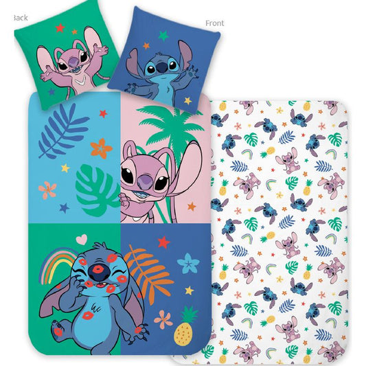 Disney Lilo and Stitch Tropical Friend Children's, Nursery Bedding Set – 100 x 135 cm + 40 x 60 cm, Cotton