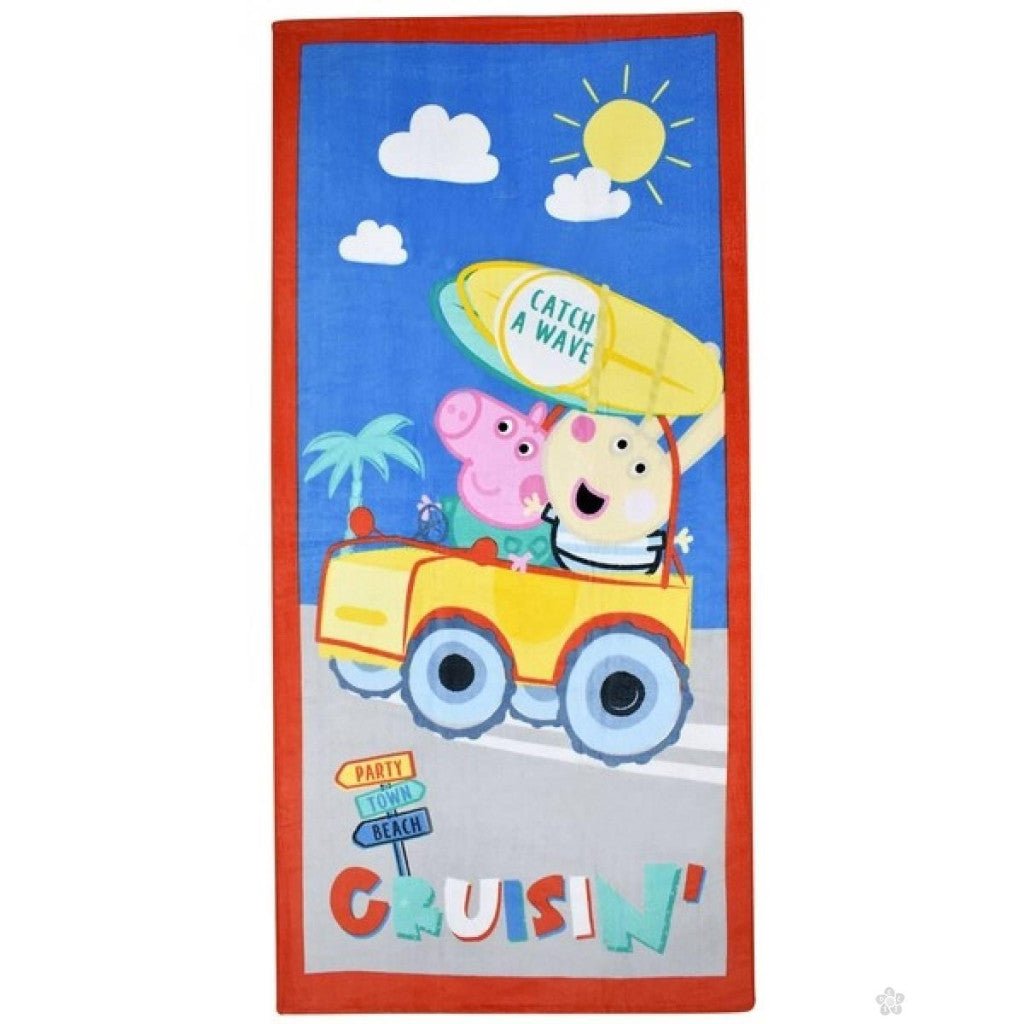 Peppa Wutz Catch a Wave Badetuch für Kinder aus Baumwolle – 70 × 140 cm