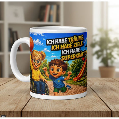Tasse „Ein Herz für alle“ – Kinder Keramiktasse 330 ml – Vielfalt, Toleranz & Zusammenhalt
