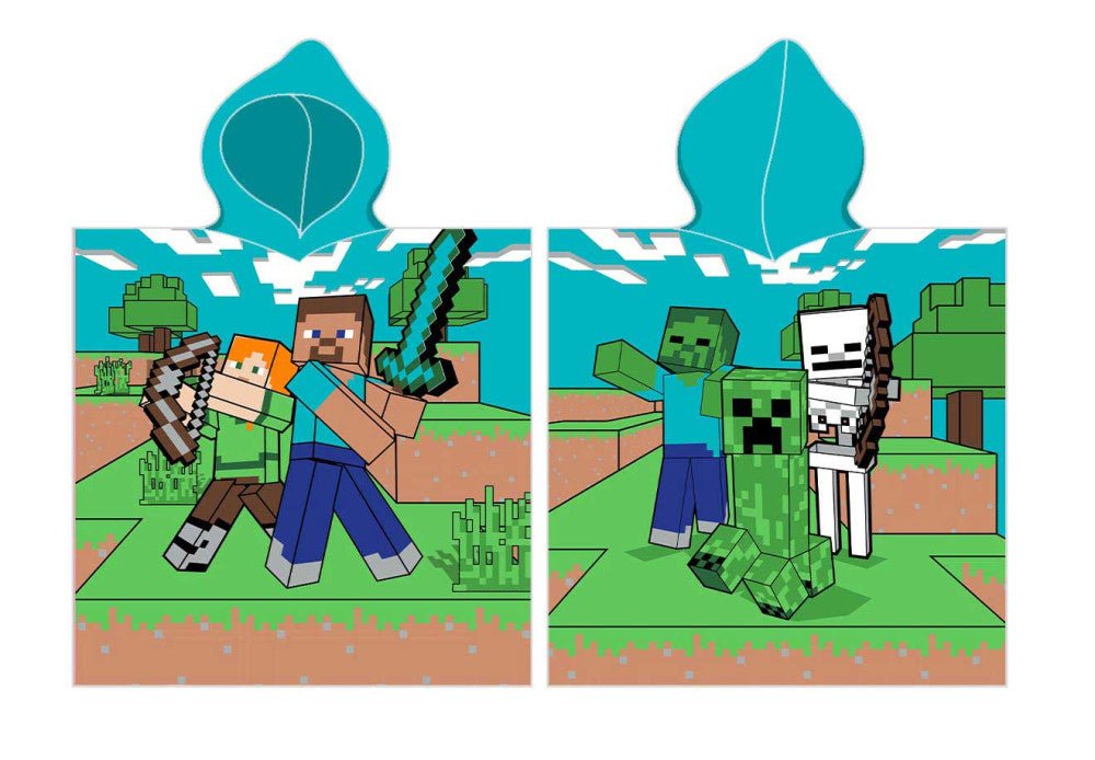 Minecraft Diamond Defender Strand Badeponcho für Kinder aus Baumwolle – 50 × 115 cm