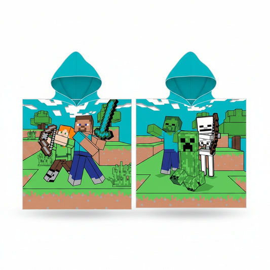 Minecraft Diamond Defender Strand Badeponcho für Kinder aus Baumwolle – 50 × 115 cm