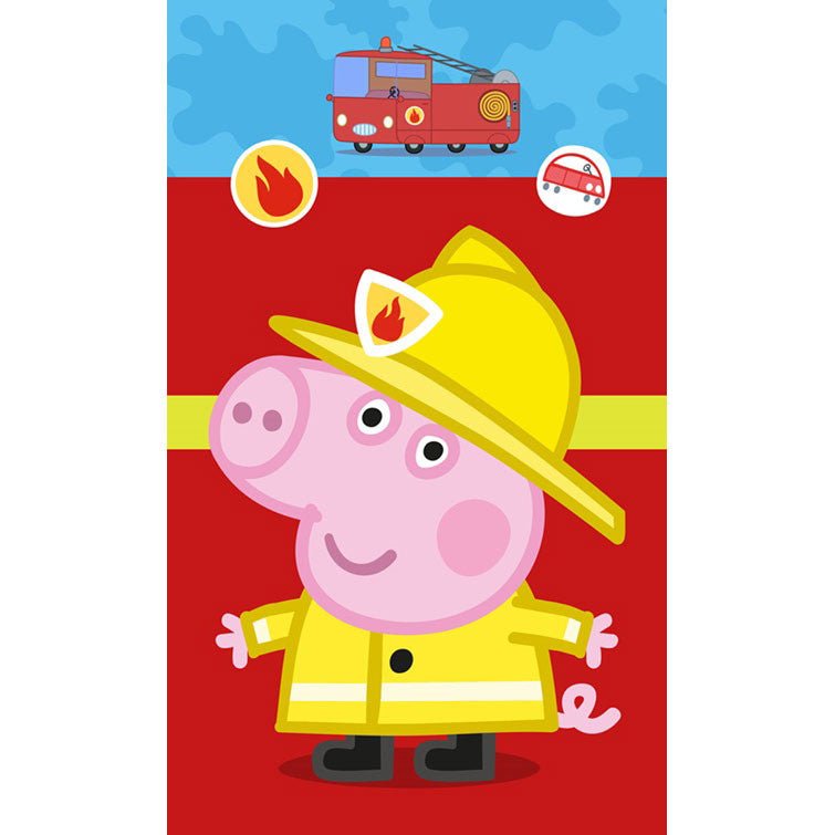 Peppa Wutz Fireman Gesichtstuch für Kinder aus Baumwolle – 30 × 50 cm