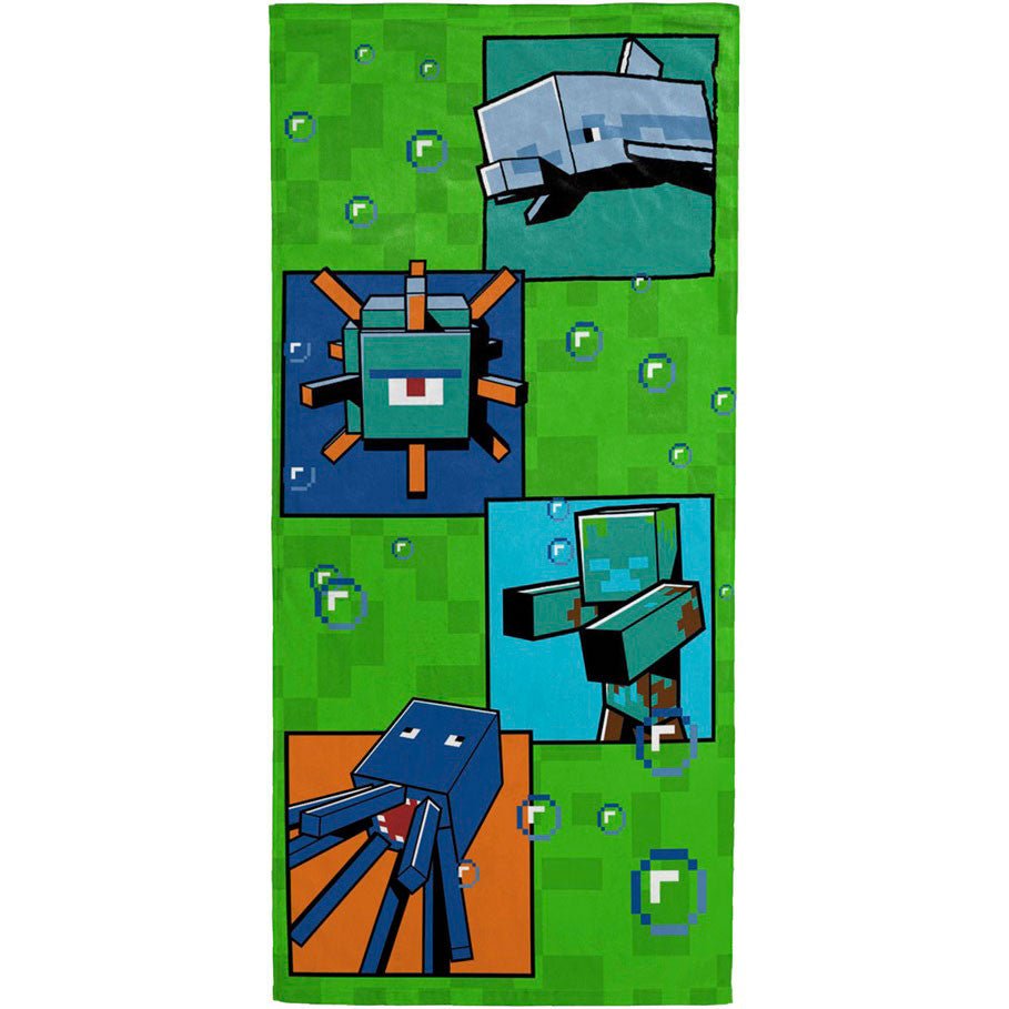 Minecraft Ocean Depths Badetuch für Kinder aus Baumwolle – 70 × 140 cm