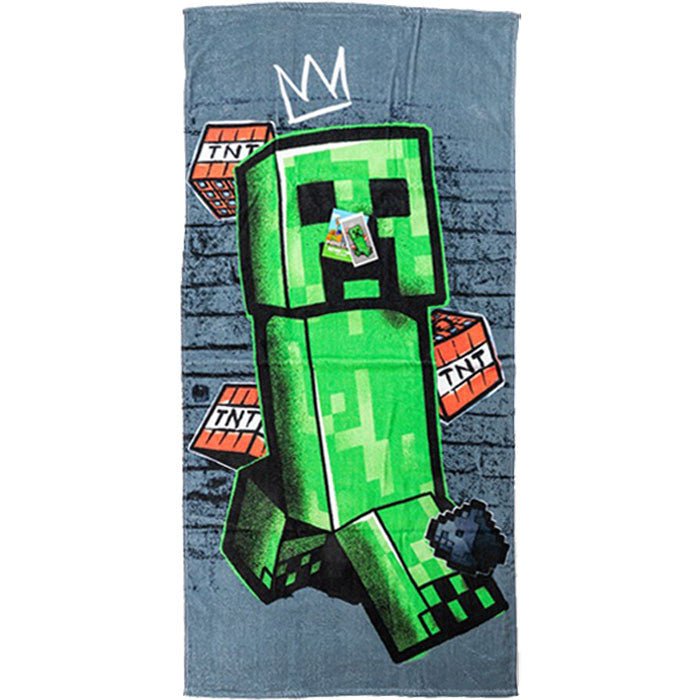 Minecraft Metro Art Creeper Badetuch für Kinder aus Baumwolle – 70 × 140 cm