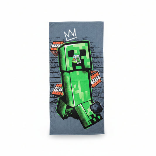 Minecraft Metro Art Creeper Badetuch für Kinder aus Baumwolle – 70 × 140 cm