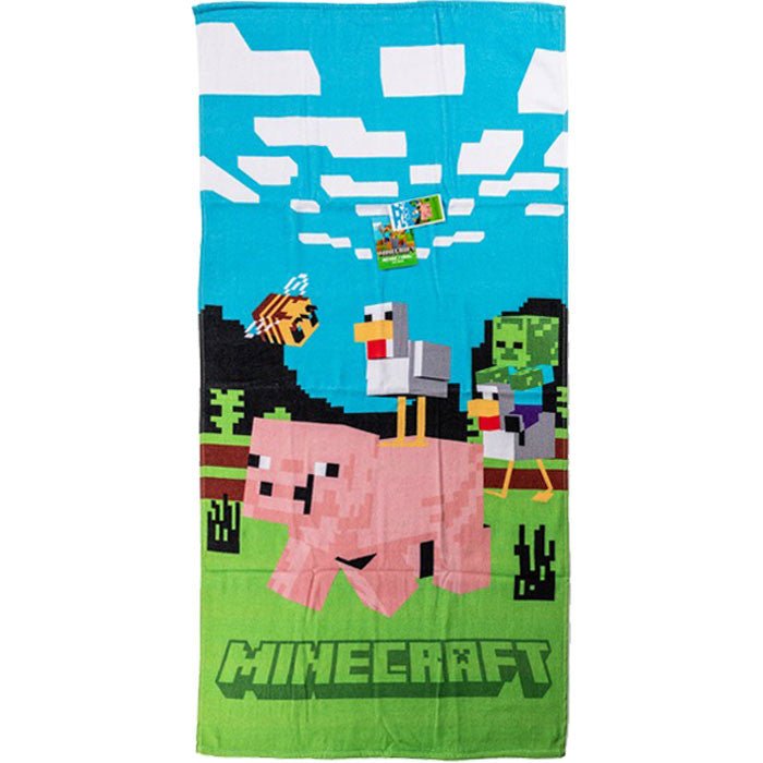 Minecraft Piggy Ride Badetuch für Kinder aus Baumwolle – 70 × 140 cm