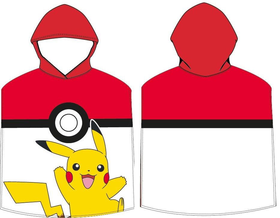 Pokémon Pokeball Badeponcho für Kinder aus Baumwolle – 50 × 115 cm