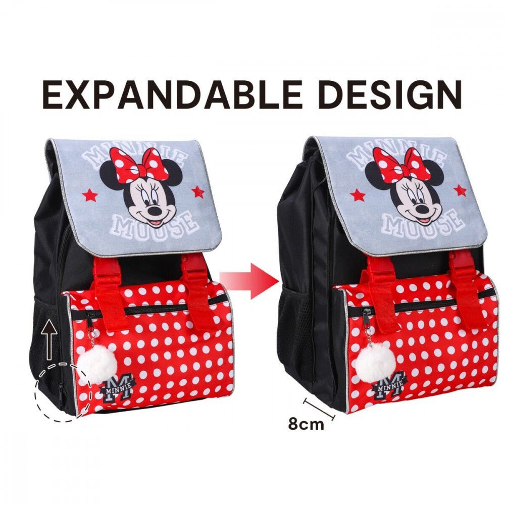 Disney Minnie , Tasche mit Pompon, 42 cm Schulranzen für Kinder – 42 × 32 × 22 cm