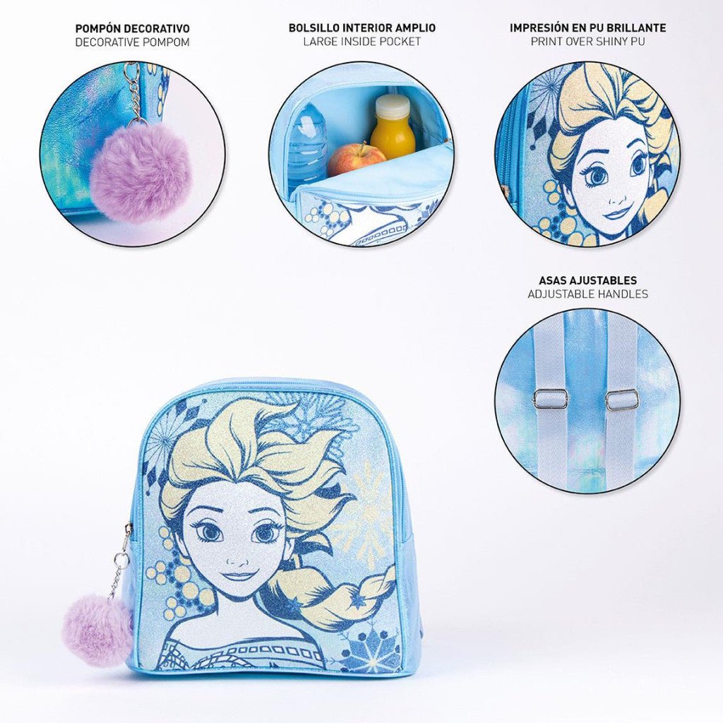 Disney Eiskönigin Sparkly holographischer Kindergartenrucksack für Kinder – 21 x 18 cm