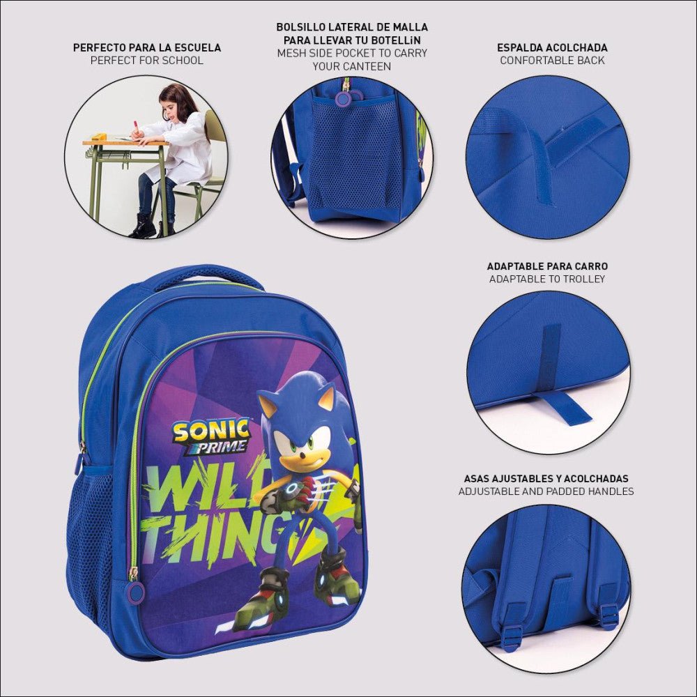 Sonic the Hedgehog Wild Thing Schulrucksack, 41 cm Schulranzen für Kinder – 41 × 32 × 20 cm