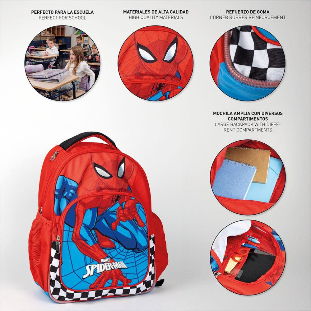 Spiderman Checked , Tasche 42 cm Schulranzen für Kinder – 42 × 32 × 15 cm