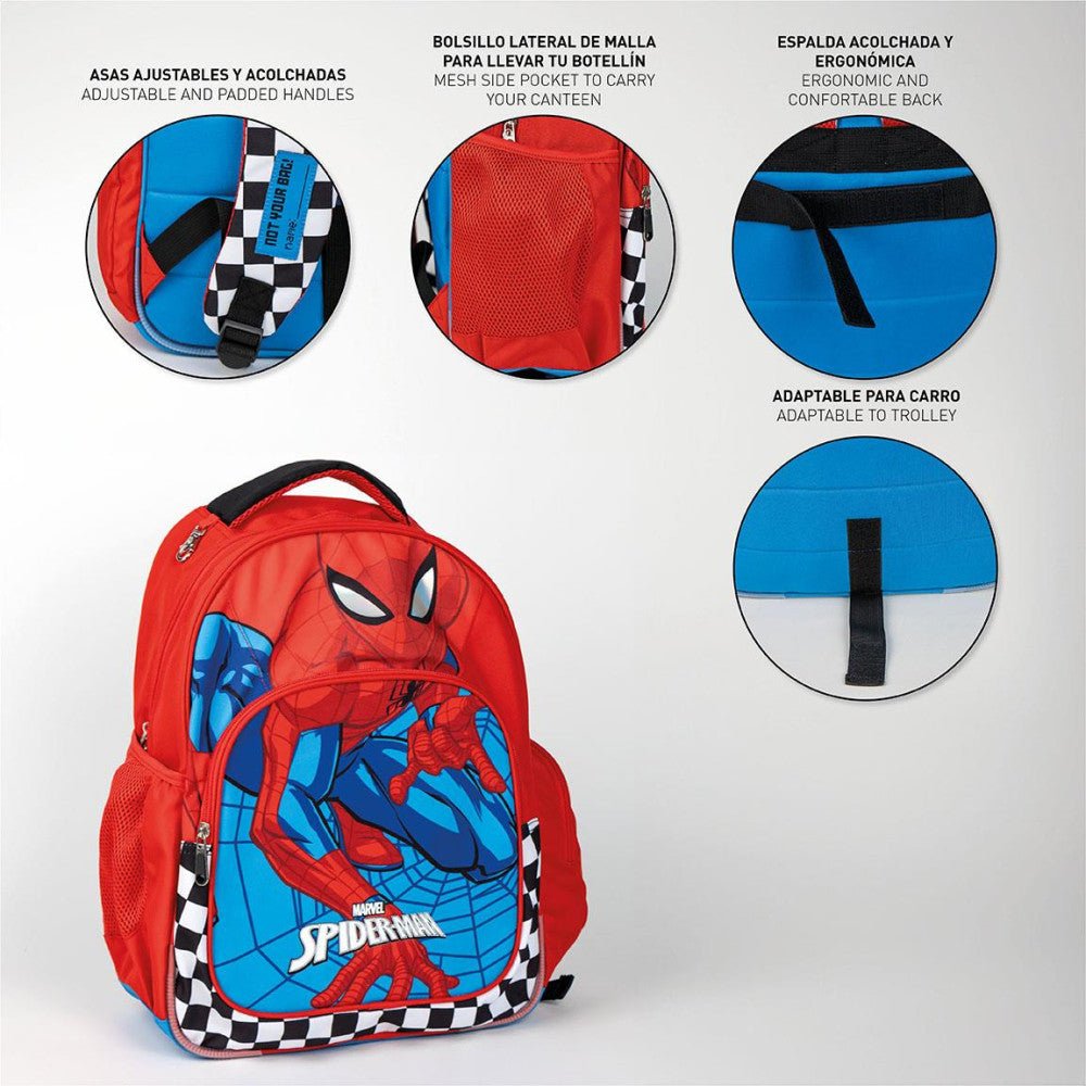 Spiderman Checked , Tasche 42 cm Schulranzen für Kinder – 42 × 32 × 15 cm