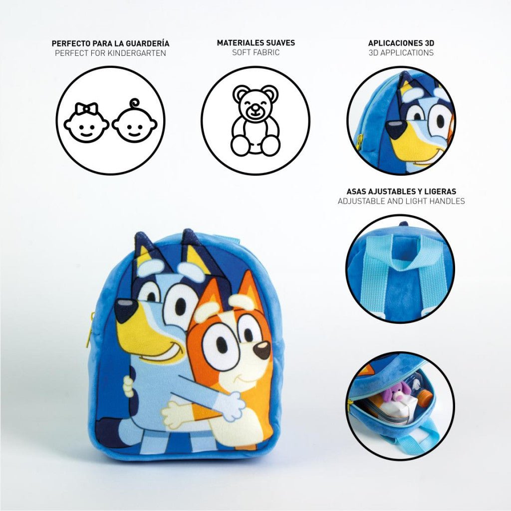 Bluey Hug Plüschrucksack Kindergartenrucksack für Kinder – 22 x 18 cm