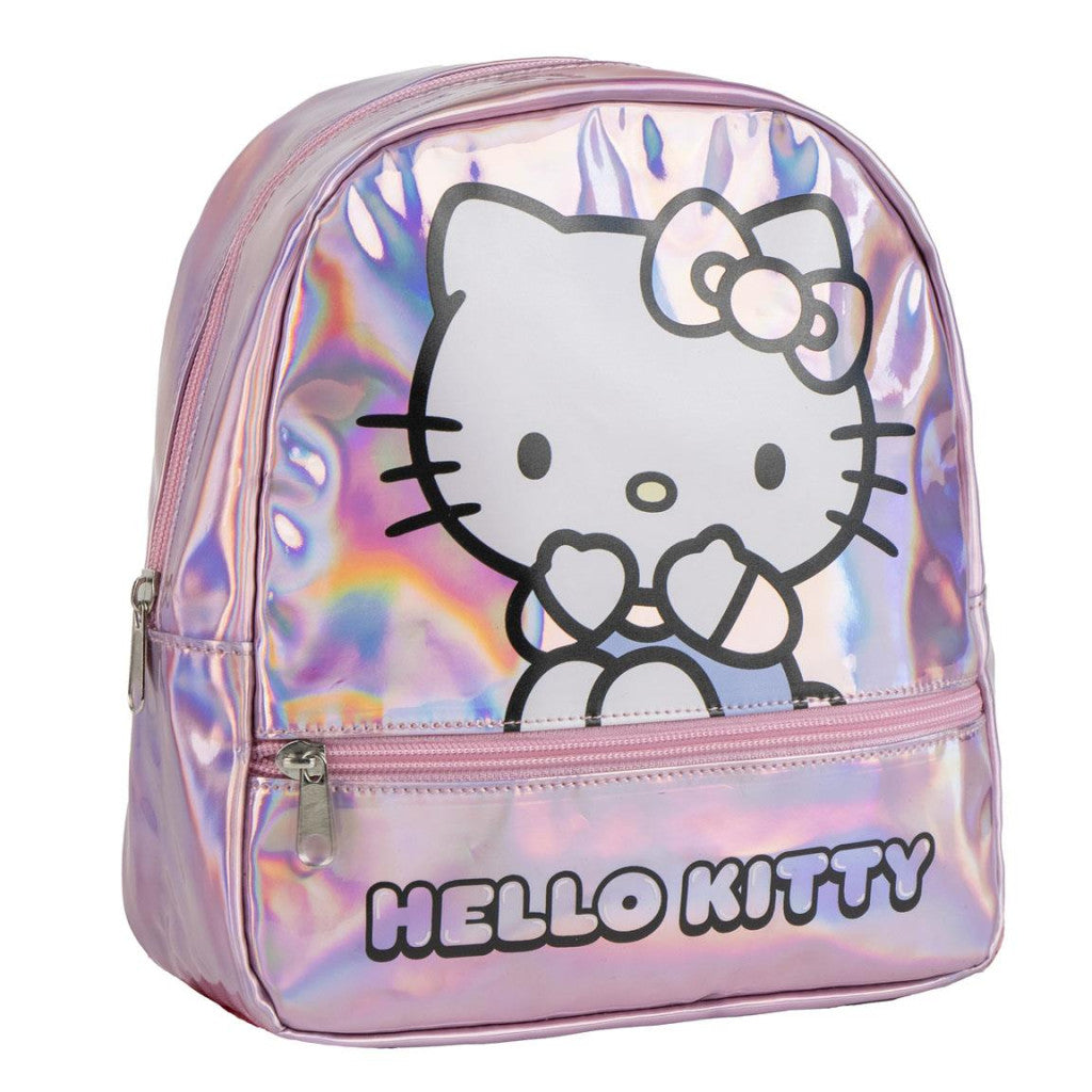 Hello Kitty Iridescent holographischer Kindergartenrucksack für Kinder – 23 cm
