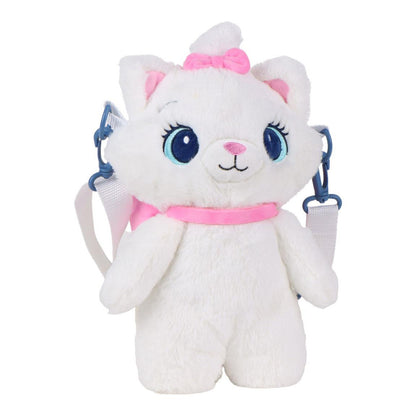 Sac à dos en peluche Disney Marie blanc pour enfants – 28 cm