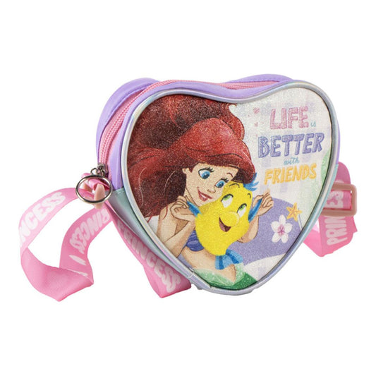 Disney Princess Life is Better Glitter Shoulder and Crossbody Bag for Kids - 15 x 14 cm