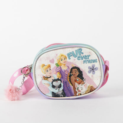 Sac à bandoulière Disney Princesse Fur ever paillettes pour enfants – 15 x 11 cm