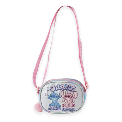 Disney Lilo und Stitch Ohana glitzer Umhängetasche für Kinder – 15 x 11 cm