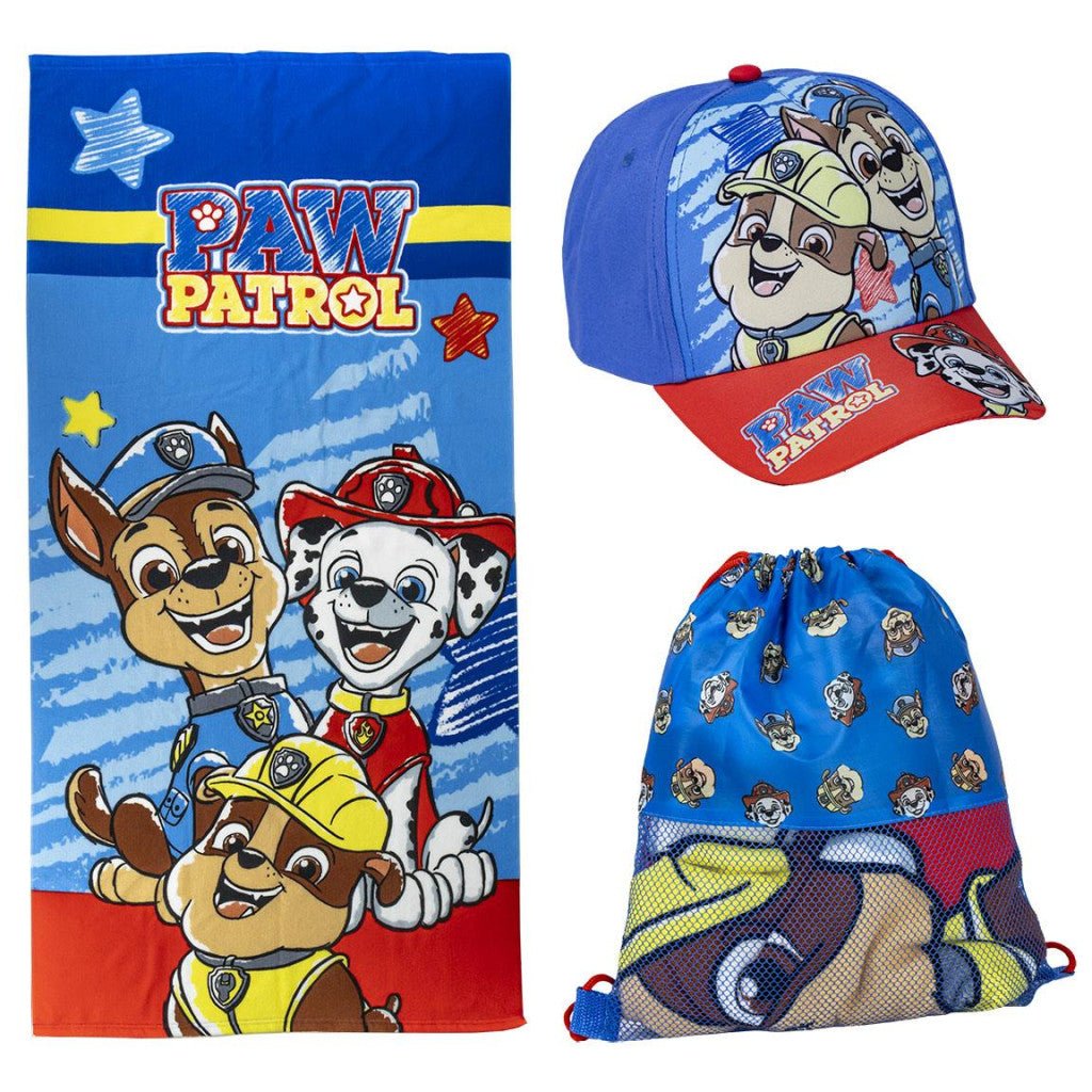 Paw Patrol Buddies -, Sportbeutel- und Baseballcap-Set Badetuch-Set für Kinder aus Polyester – 33 × 27 cm