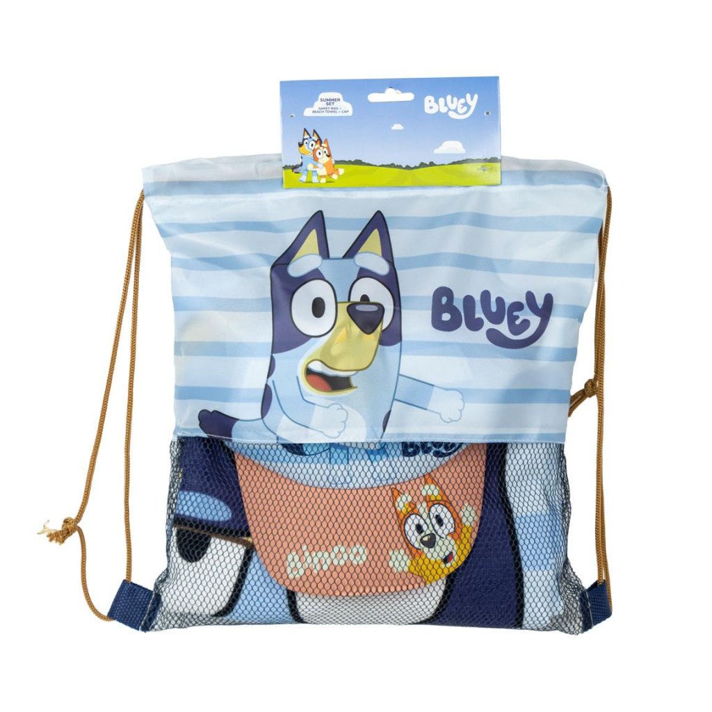 Bluey -, Sportbeutel- und Baseballcap-Set Badetuch-Set für Kinder aus Polyester – 33 × 27 cm
