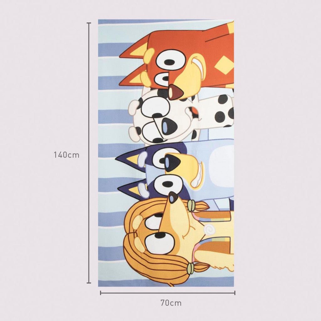 Bluey Happy Moments , ( ) Badetuch für Kinder aus Polyester – 70 × 140 cm