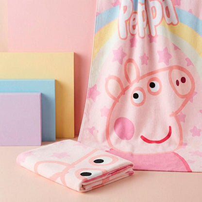 Peppa Wutz Stars , (Schnell trocken) Badetuch für Kinder aus Polyester – 70 × 140 cm