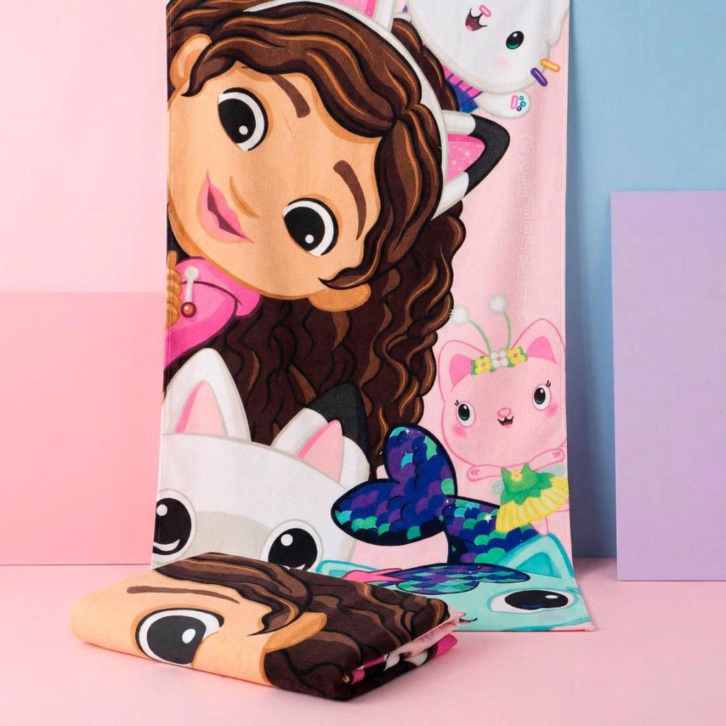 Gabby's Dollhouse Playtime , ( ) Badetuch für Kinder aus Polyester – 70 × 140 cm