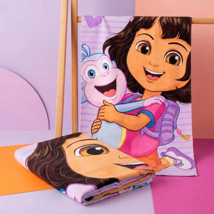 Dora l'Exploratrice Serviette de Bain, Serviette de Plage pour Enfants en Polyester – 70 × 140 cm