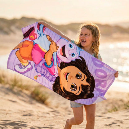 Dora l'Exploratrice Serviette de Bain, Serviette de Plage pour Enfants en Polyester – 70 × 140 cm