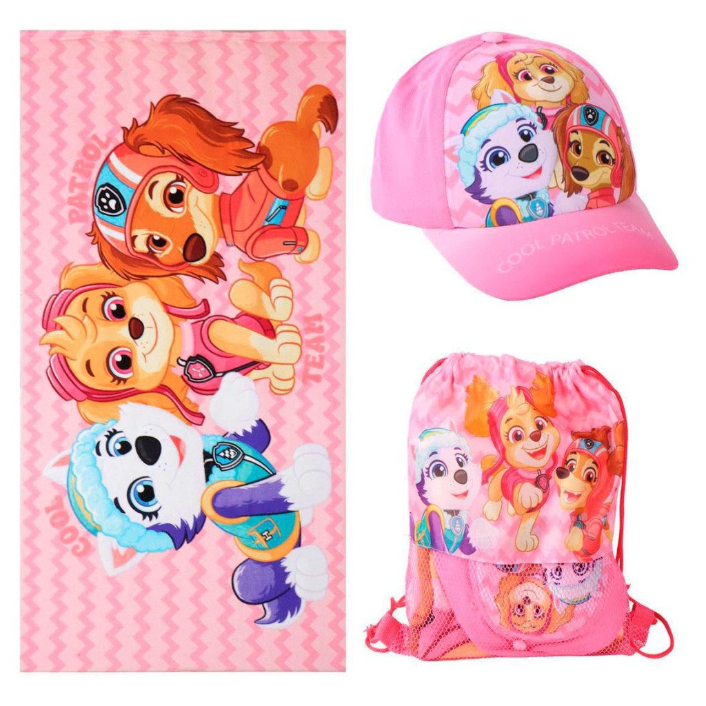Paw Patrol Cool Girls , Turnbeutel, Baseballkappe Set Badetuch-Set für Kinder aus Polyester – 33 × 27 cm