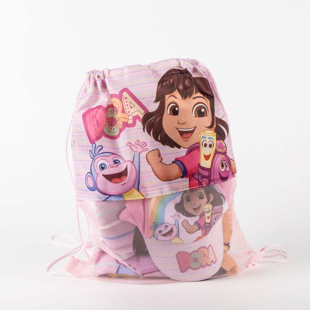 Dora the Explorer Adventure Dora die Entdeckerin , Turnbeutel, Baseballkappe Set Badetuch-Set für Kinder aus Polyester – 33 × 27 cm