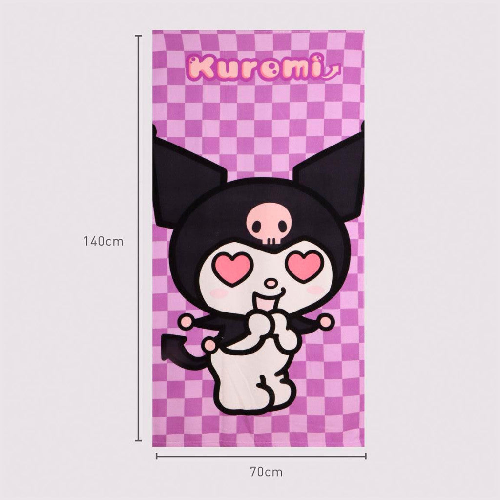 Hello Kitty Kuromi Heart , (Fast Dry) Badetuch für Kinder aus Polyester – 70 × 140 cm