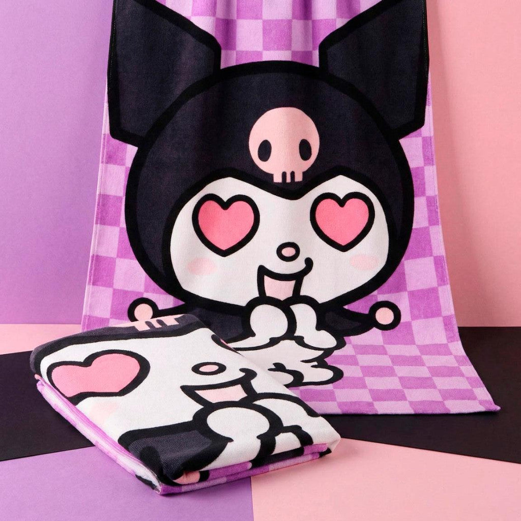 Hello Kitty Kuromi Heart , (Fast Dry) Badetuch für Kinder aus Polyester – 70 × 140 cm