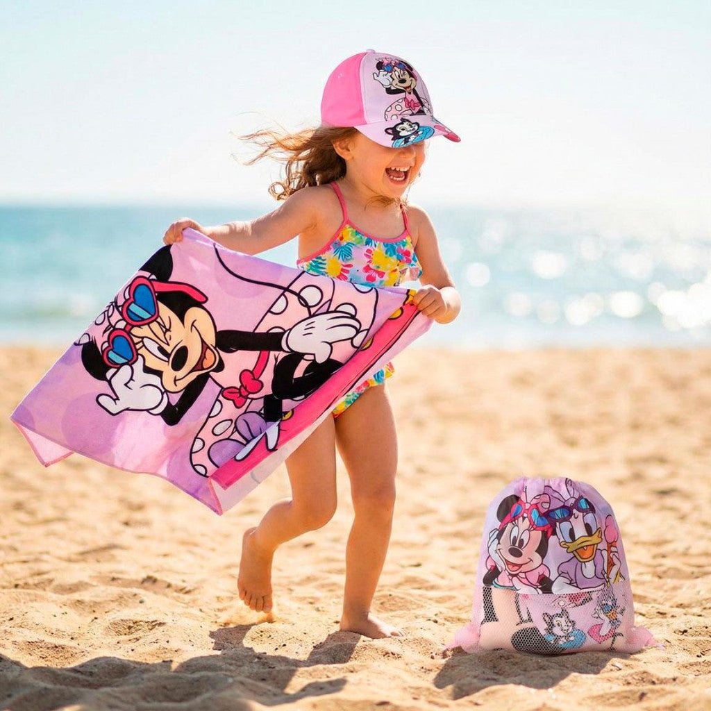 Disney Minnie Daisy , Turnbeutel, Baseballkappe Set Badetuch-Set für Kinder aus Polyester – 33 × 27 cm
