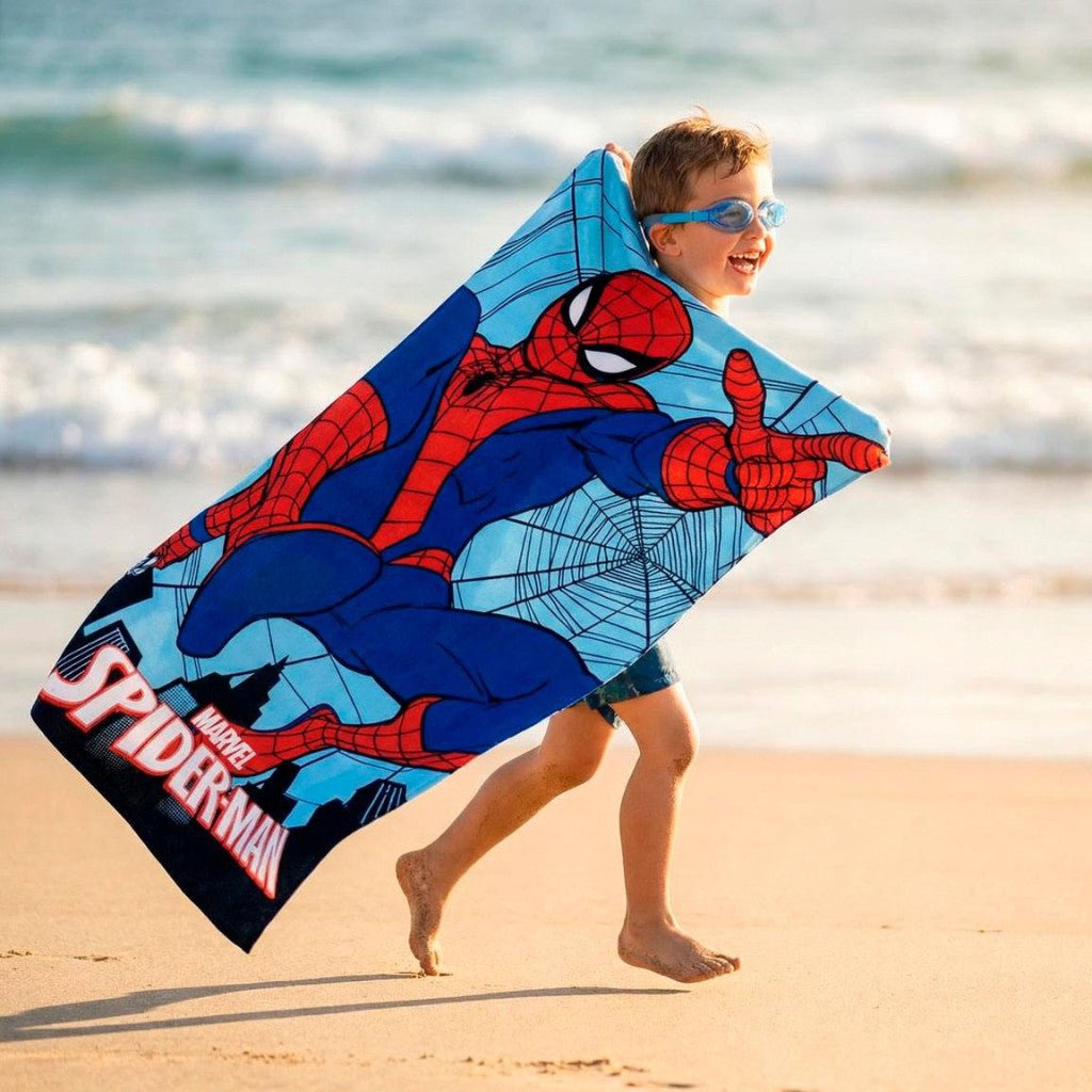 Spiderman Jump - und Schwimmbrillenset Badetuch-Set für Kinder aus Polyester – 24 × 34 cm