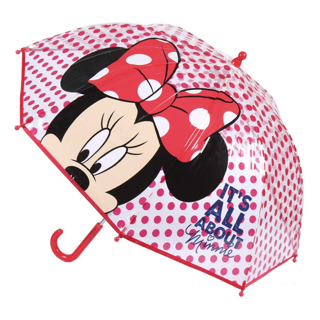 Disney Minnie Dots Transparenter Kinderregenschirm für Kinder – 71 cm