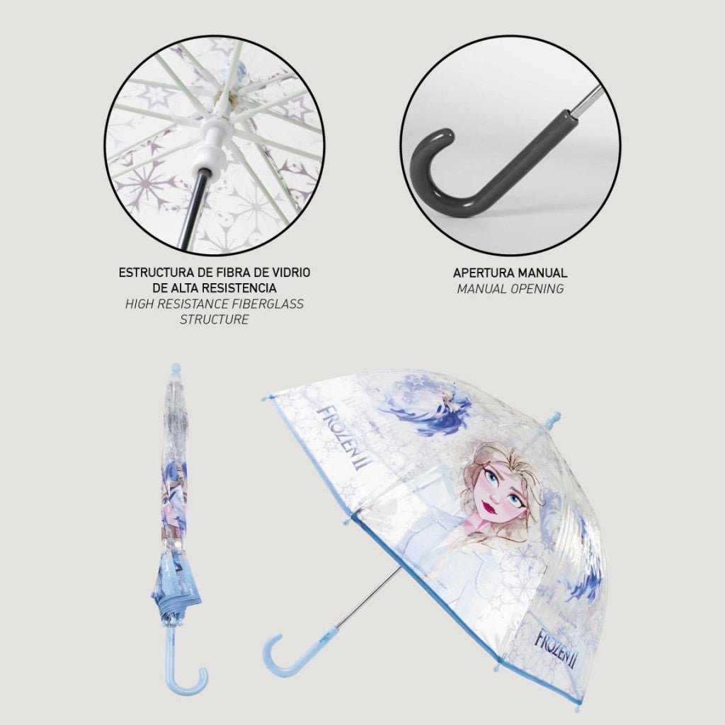 Disney Eiskönigin Ice Queen Transparenter Kinderregenschirm für Kinder – 71 cm