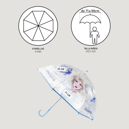 Disney Eiskönigin Ice Queen Transparenter Kinderregenschirm für Kinder – 71 cm