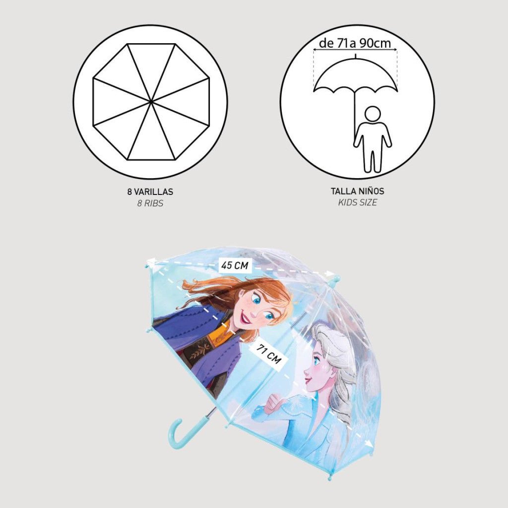 Disney Eiskönigin Icy Drizzle Transparenter Kinderregenschirm für Kinder – 71 cm