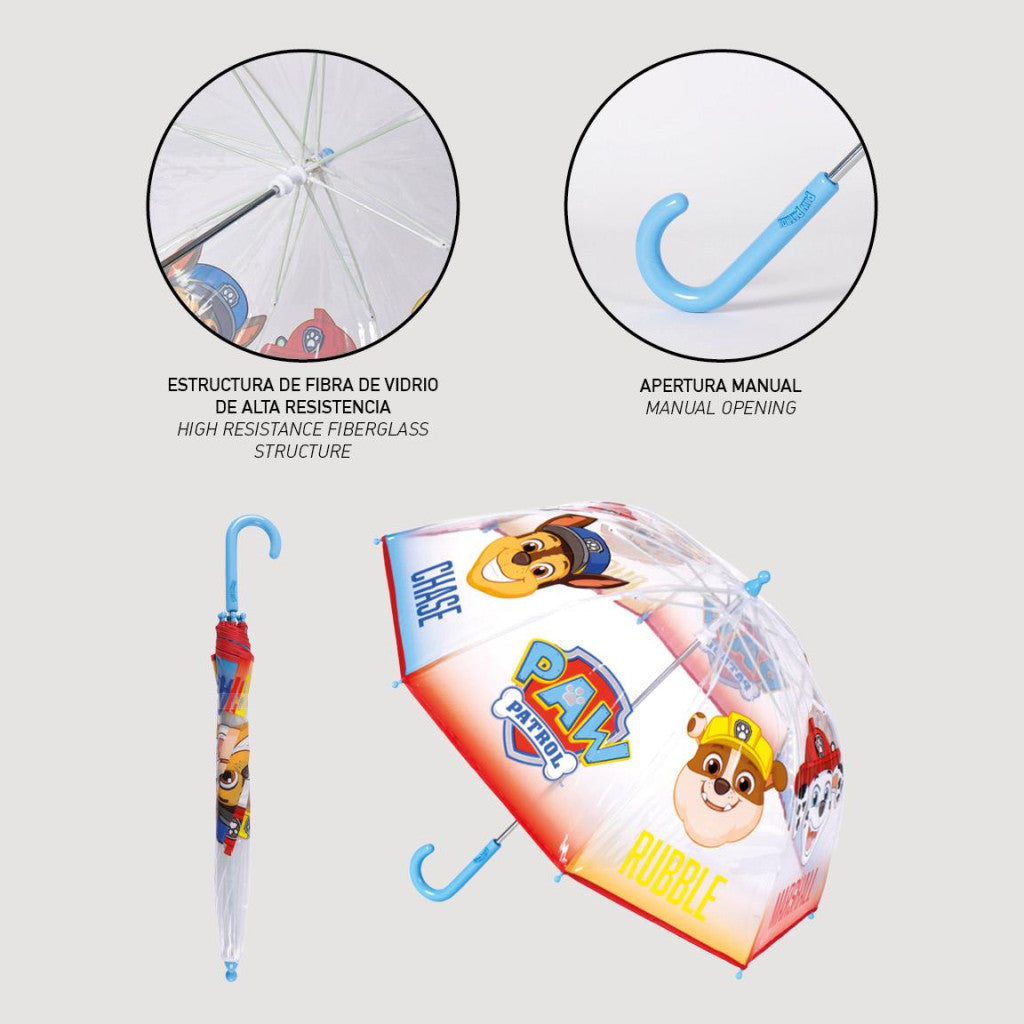 Paw Patrol Transparenter Kinderregenschirm für Kinder – 71 cm