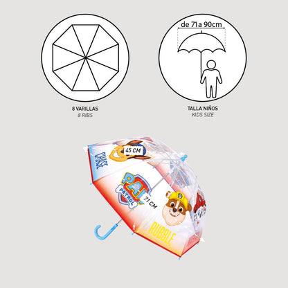 Paw Patrol Transparenter Kinderregenschirm für Kinder – 71 cm