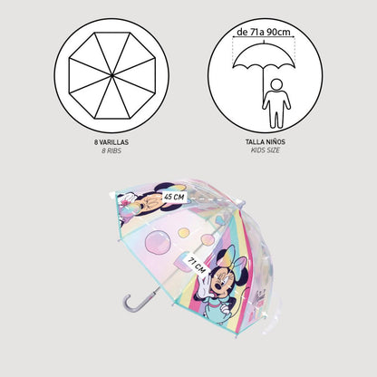 Disney Minnie Fun Days Parapluie transparent pour enfants – 71 cm