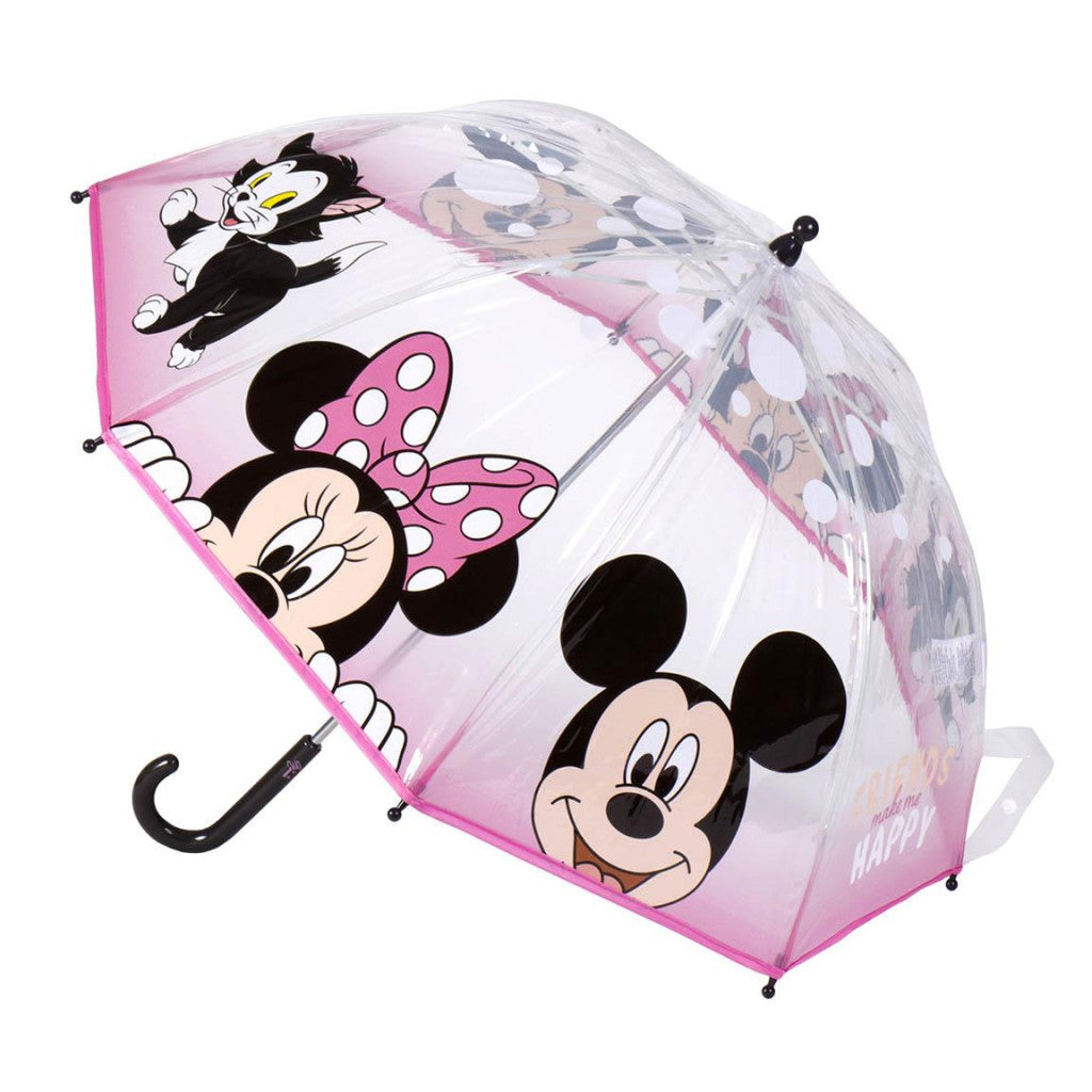Disney Minnie Make Me Happy Kindertransparenter Transparenter Kinderregenschirm für Kinder – 71 cm