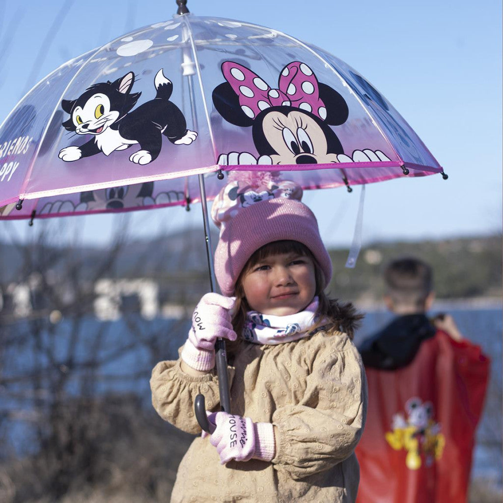 Disney Minnie Make Me Happy Kindertransparenter Transparenter Kinderregenschirm für Kinder – 71 cm